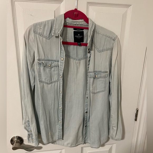 American Eagle Button Up Denim Top - Picture 2 of 4